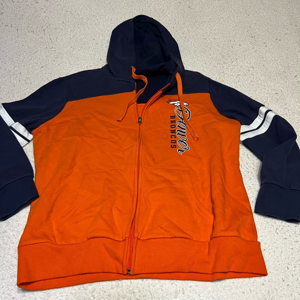 Men's Orange and Navy Hoodie Jacket